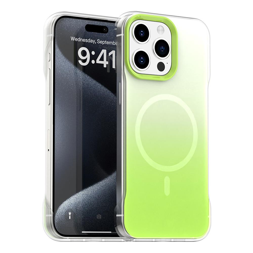 For iPhone 15 Pro Magnetic Case Gradient Design Borderless IMD TPU+PC+PET Phone Cover