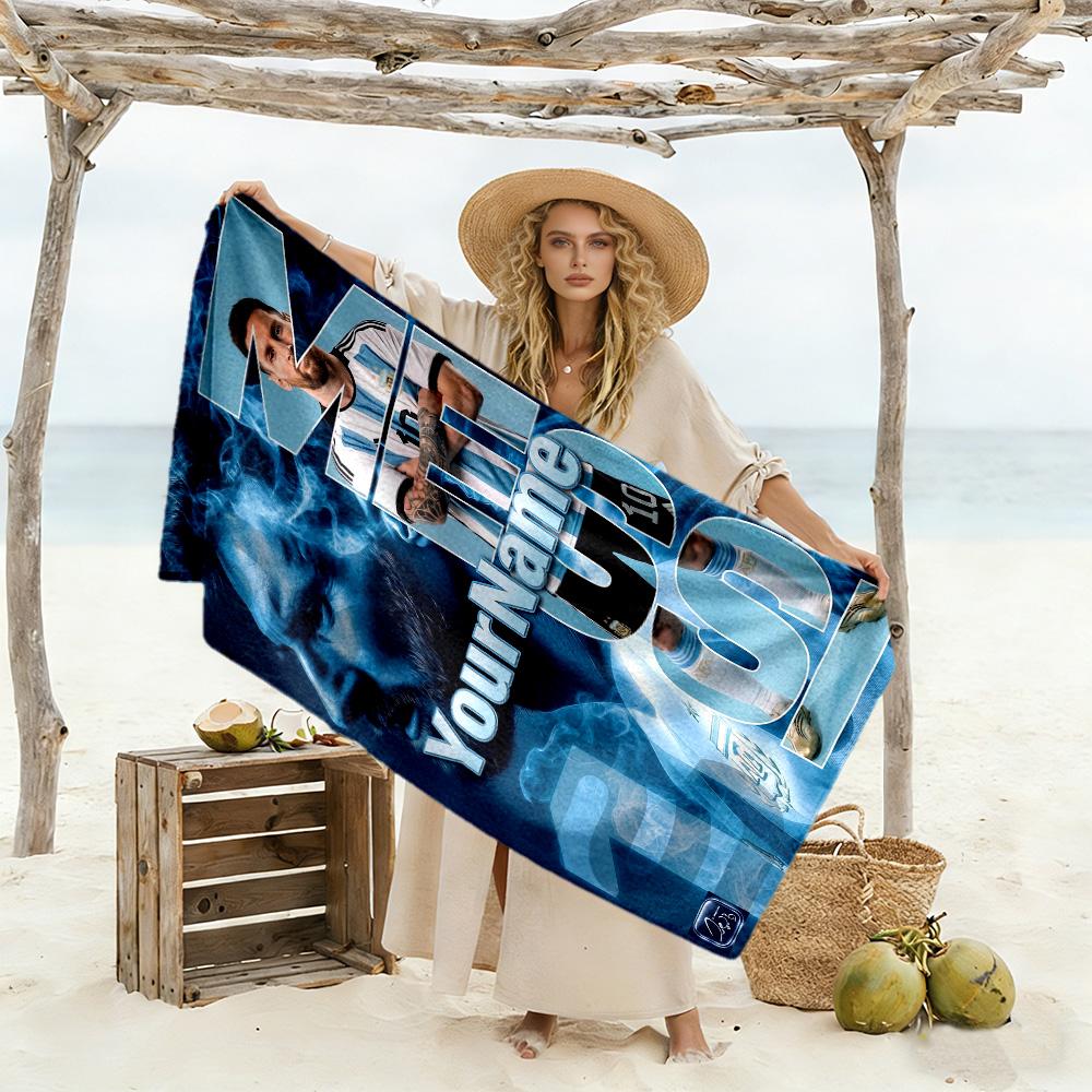 Messi Customize Your Name Beach Towel High Absorbency & Quick-Dry Perfect for Traveling Yoga Camping and Swimming