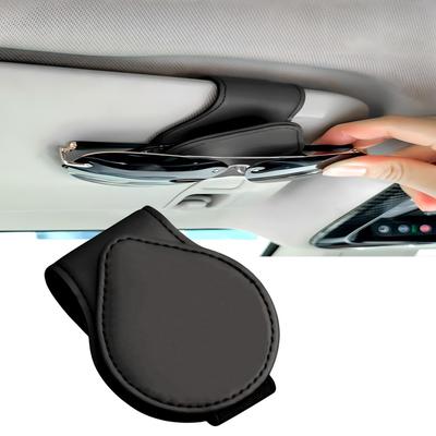 Držiak na slnečné okuliare do auta, Magnetický klip na clonu z PU kože, Sada 1 ks, Držiak na okuliare, Úložisko na karty, Kompaktný, Jednoduchý, Doplnky do auta