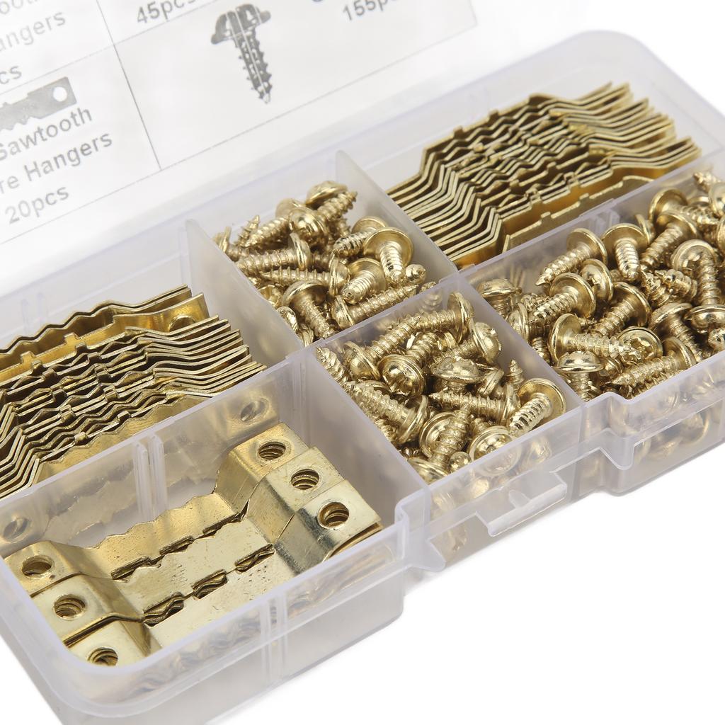 100Pcs   Picture Hangers Rust Resistant Stable   Seamless Sawtooh Frame Hanging Hooks with 200Pcs Screws