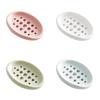 Creative Oval Silicone Soap Dish Tray Blue Better Drain Design Soap Case Holder for Shower Bathroom Kitchen Counter
