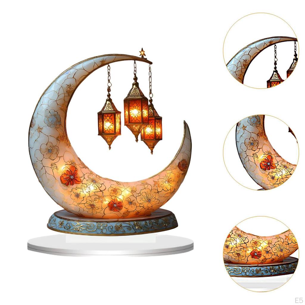 Eid Mubarak Night Light Ramadan Moon Acrylic Desk Lamp for Home Islamic Festival