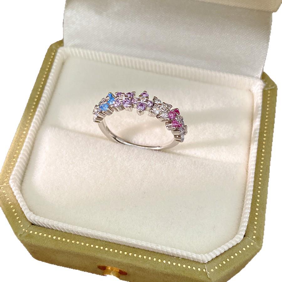 Exquisite Rainbow Zircon Flower Ring: Retro Design Luxury Jewelry for Index Finger