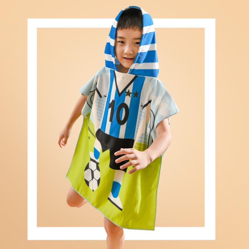 Dinosaur Cartoon Hooded Bath Towel: Absorbent Cotton Poncho for Kids' Summer Swimming