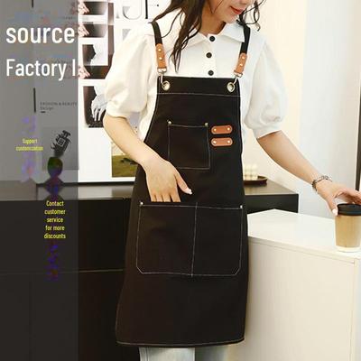 Double-Strap Canvas Apron for Kitchen, Housework, Gardening, or Milk Tea Shop Tasks
