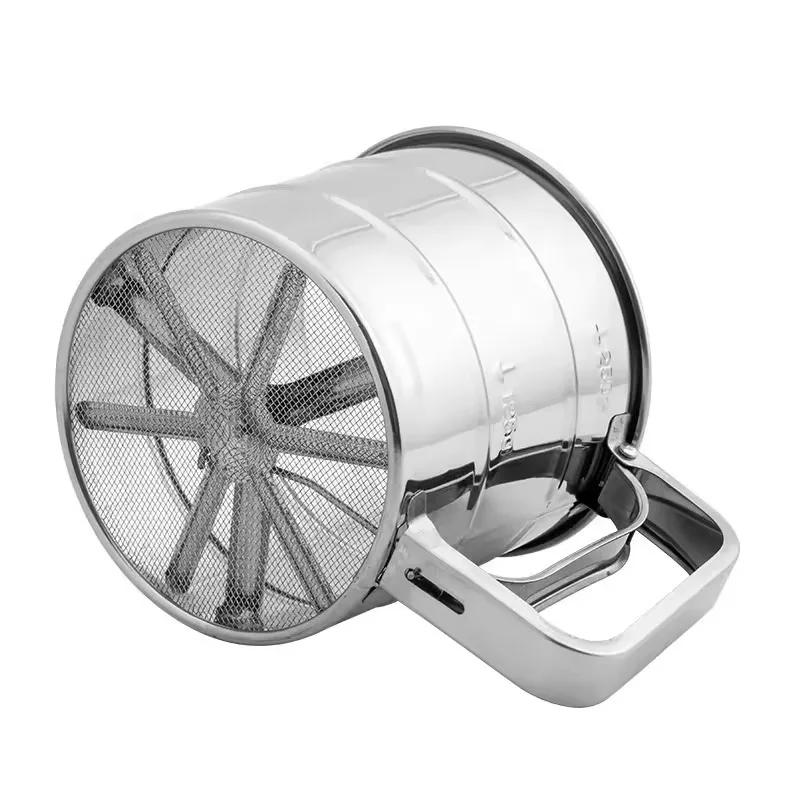New Stainless Steel Flour Sieve Cup Powder Sieve Mesh Kitchen Gadget Cakes Hand-Screened Sugar Mesh Baking Strainer