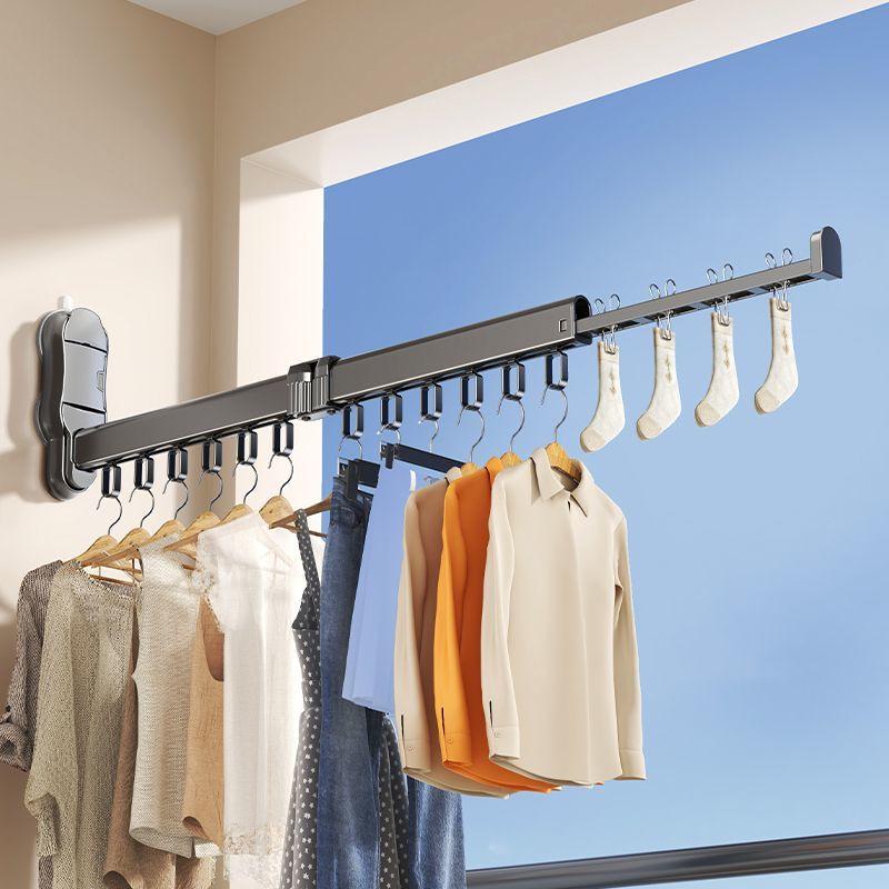 Suction Cup Folding Clothes Drying Rack - Retractable Indoor Hanger & Balcony Bay Window Drying Solution