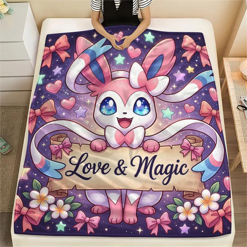 

Cute Pokémon Warm Flannel Blanket, Printed for Bed Sofa Chair, Ideal for Picnic Travel Home Decor -HE37 75x90cm