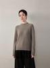 Twelve-Needle Women's Soft Cashmere Round-Neck Sweater: Warm Versatile Winter Knitwear