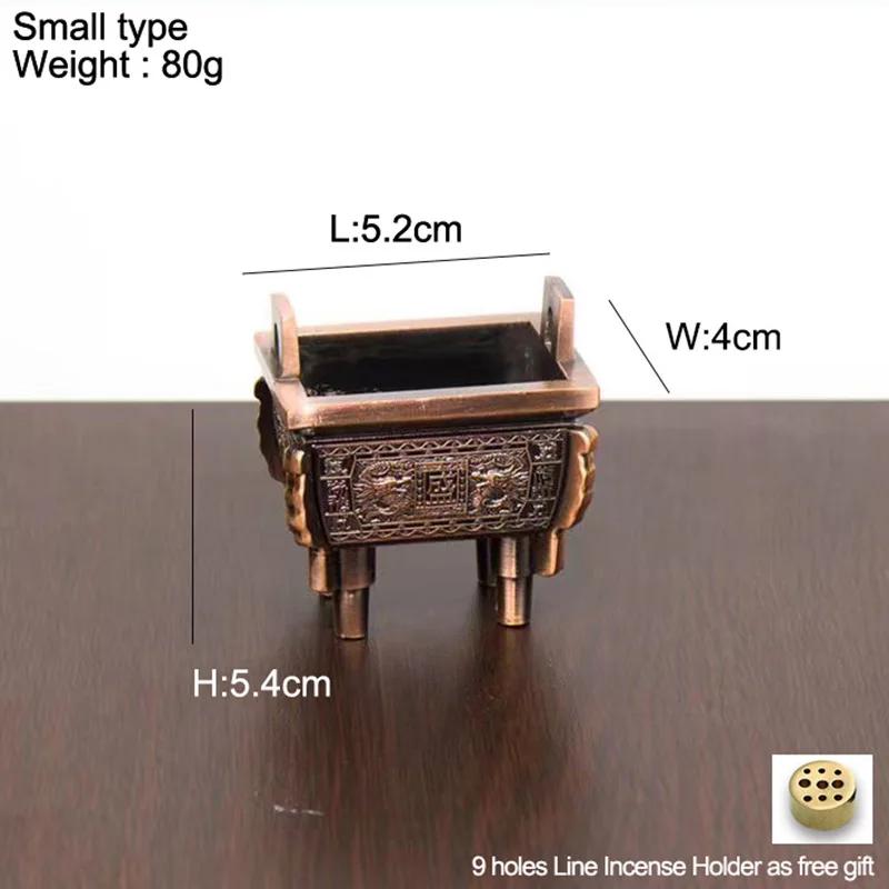 Copper Alloy Qing Dynasty Quadripod Incense Burner Traditional Censer Thurible Household Office Ornaments Tea Ceremony Accessory