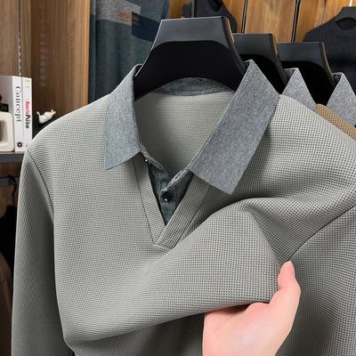 Měkké A Pohodlné Pánské Falešné Dvoudílné Podzimní Jednobarevné Jednoduché Kvalitní Tričko s Dlouhým Rukávem Klasický Všestranný Trend Pánské Oblečení