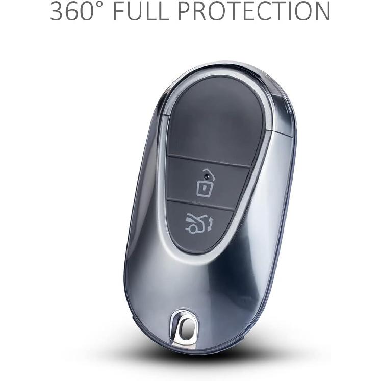 Car Key Fob Cover Case Compatible With Mercedes Benz C E S GLC CLE EQE EQS 300 350 450 500 560 580 AMG Transparent Black