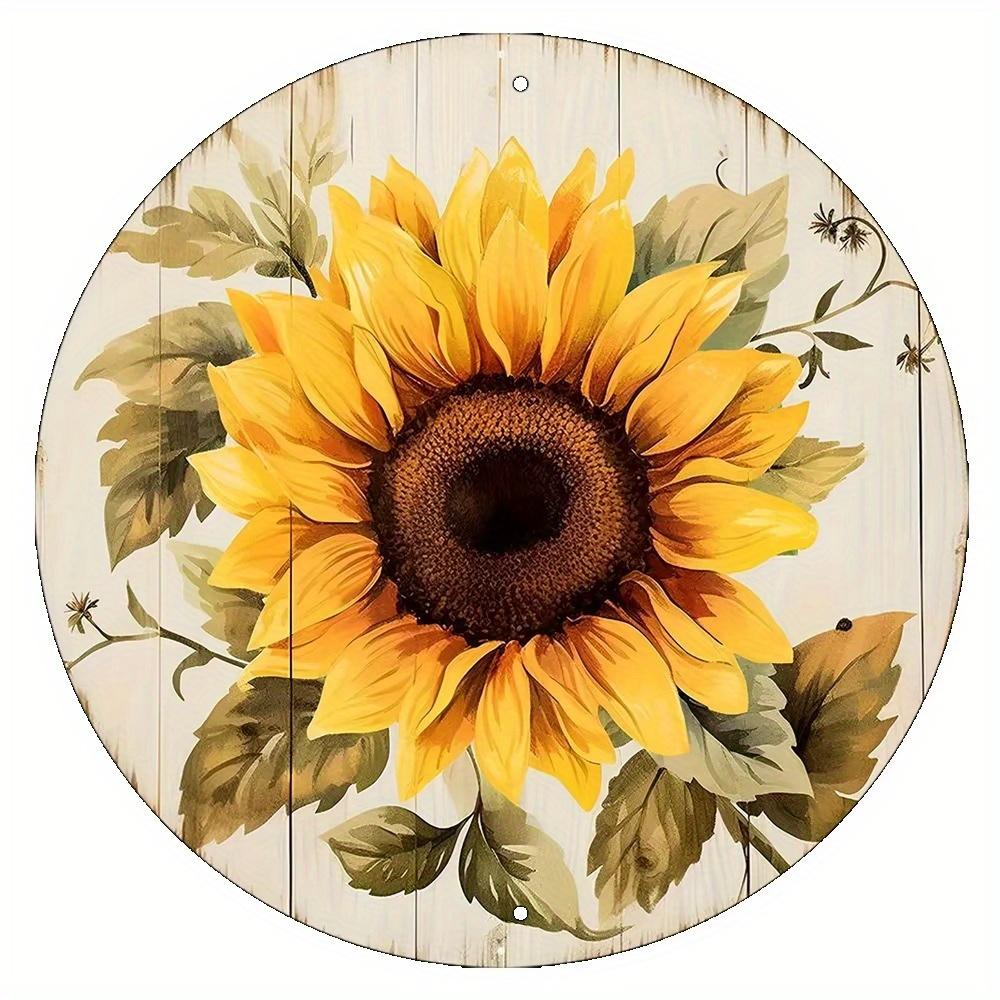 

1шт 2d Плоский Круглий Дерев яний Соняшник Квітка Персика Арт Логотип - 20см, Тема Соняшника Підходить для Бару Кафе Дому Вітальні Офісу Настінна Декорація 20cm*20cm