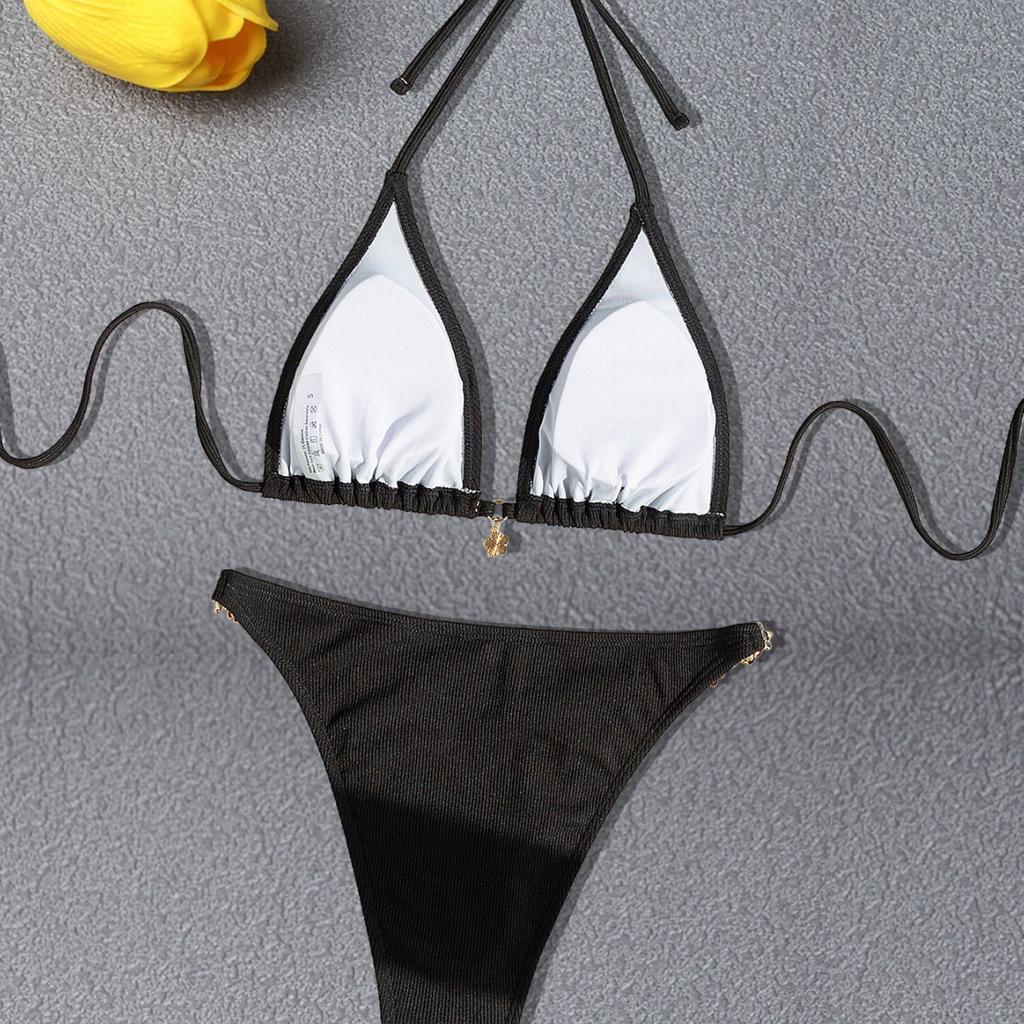 European And American Bikini Adjustable Straps Skinny Premium Swimsuit Swimsuit Women'S Neck Strap Beachwear