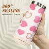 Cute Pink Watercolor Heart Pattern Stainless Steel Insulated Coffee Tumbler, Reusable Vacuum Thermal Mug for Women Girls Gift, Leakproof Travel Cup