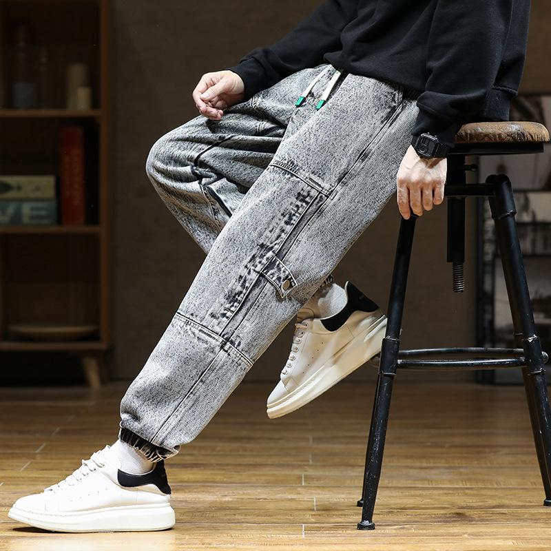 Büyük Beden Kot İlkbahar Sonbahar İnce Günlük Pantolon Erkek Jogging Pantolonu Erkek Slim Fit Kargo Pantolon Bol Pantolon