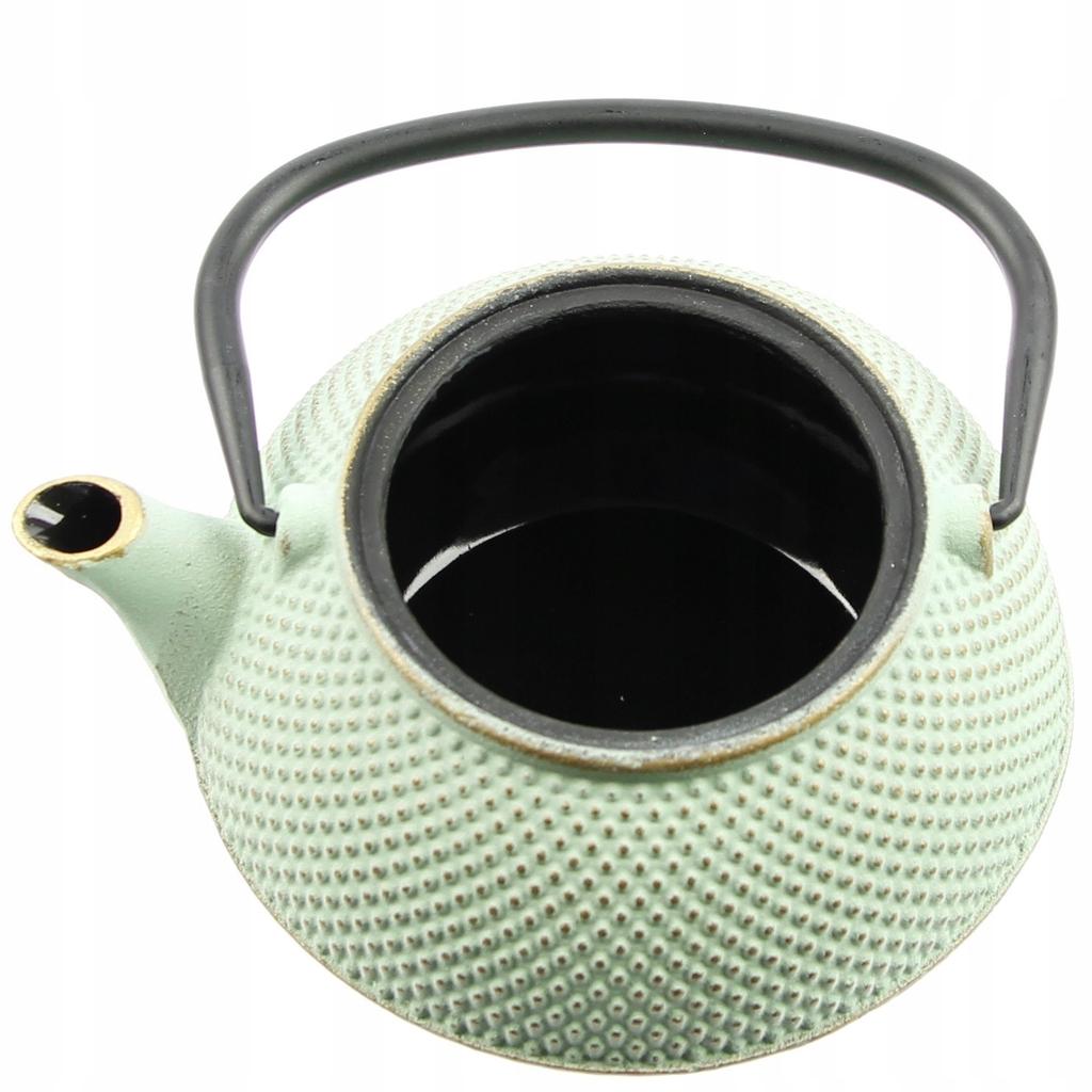 0.8L CAST IRON TEA TEAPOT INFuser 2x Enameled Cups
