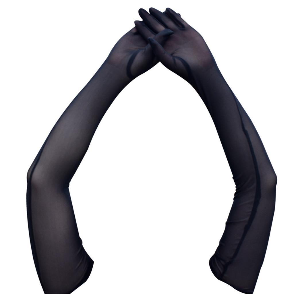 55cm thin and long elastic mesh gloves Women's sun protection fashion dress with sexy suit accessories gloves