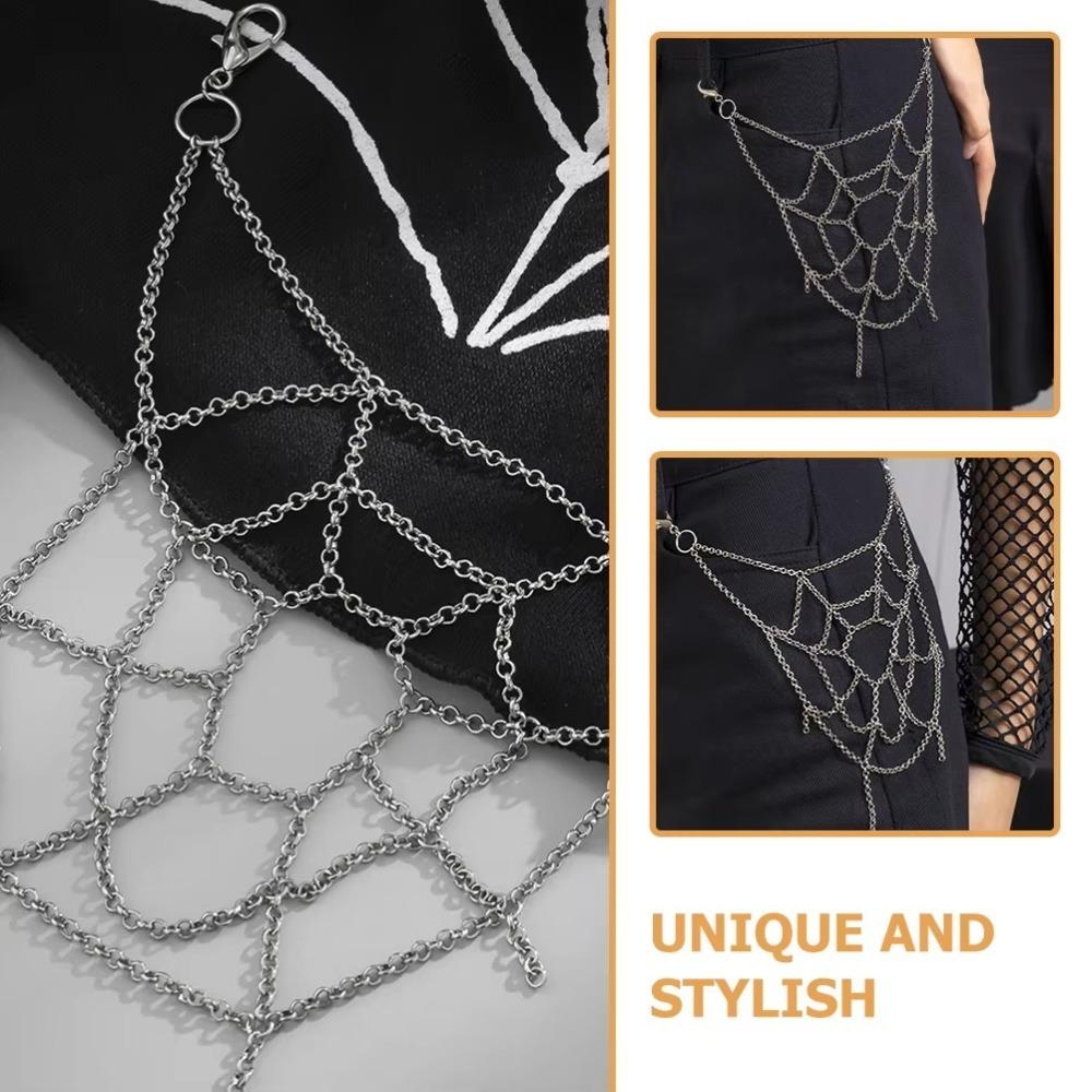 Zinc Zinc Zinc Alloy Spider Web Waist Chain Gothic Tassel Jeans Chain Punk Punk Belt Chain  Male