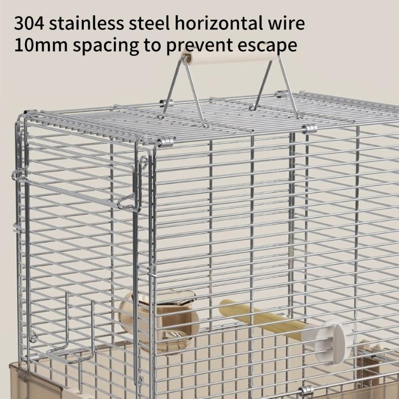 Folding 304 Stainless Steel Pet Cage Light Weight Rustproof Bird Cage With Secure Lock For Easy Transport