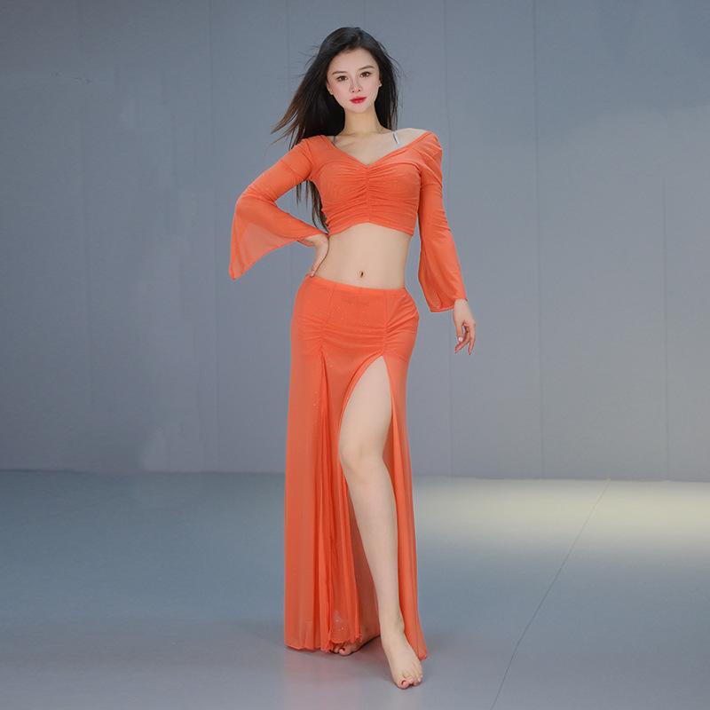 New Belly Dance Dress Set Oriental Indian Mesh Performance Outfit