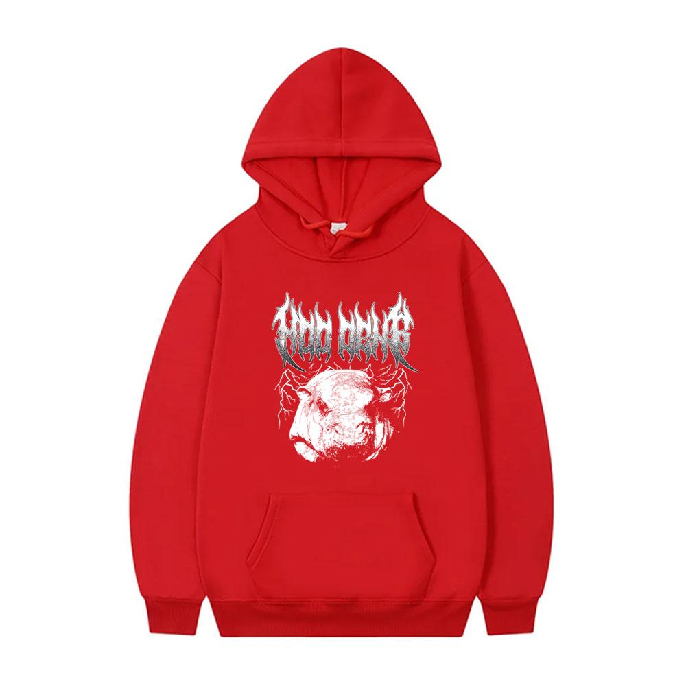 Vintage Moo Deng Print Hoodie Fuuny Baby Hippo Meme Hooded Sweatshirt Men Women Fashion Casual Oversized Fleece Cotton Hoodies