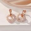Rose Gold Tone Open Heart Drop Earrings for Women Sparkly Pave Hollow Heart Dangle Earrings Elegant Love Jewelry