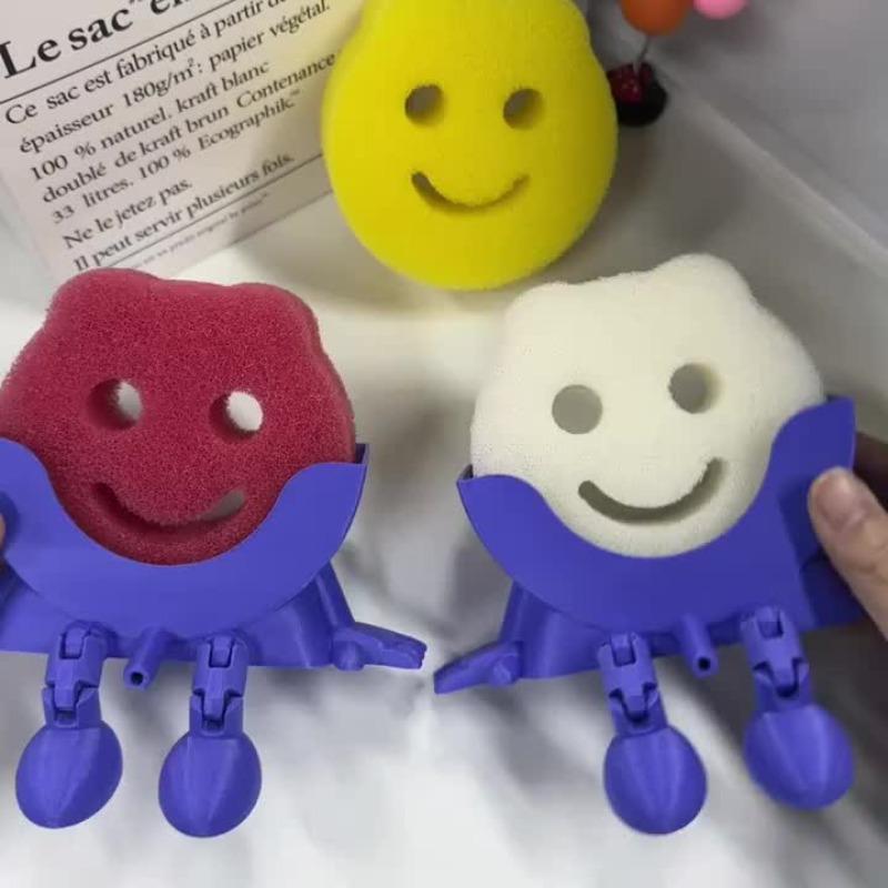 2026 New Creative Smiley Face Sponge Holder – 3D Printed with Drainage Holes & Support Legs,Kitchen Sink Countertop Storage Rack