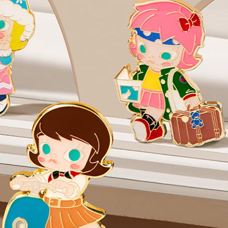 POP MART Molly Fantasy Hobo Memo Collection Badge Blind Box Products, Single Mystery Box