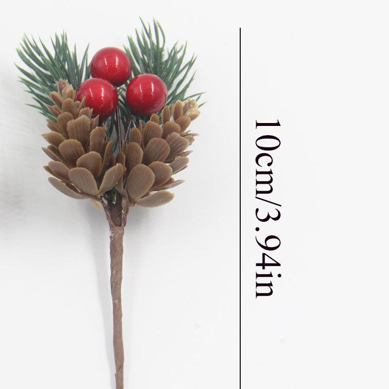 Artificial Pine Needle Greenery & Red Berry Bouquet for Holiday DIY & Gift Packaging