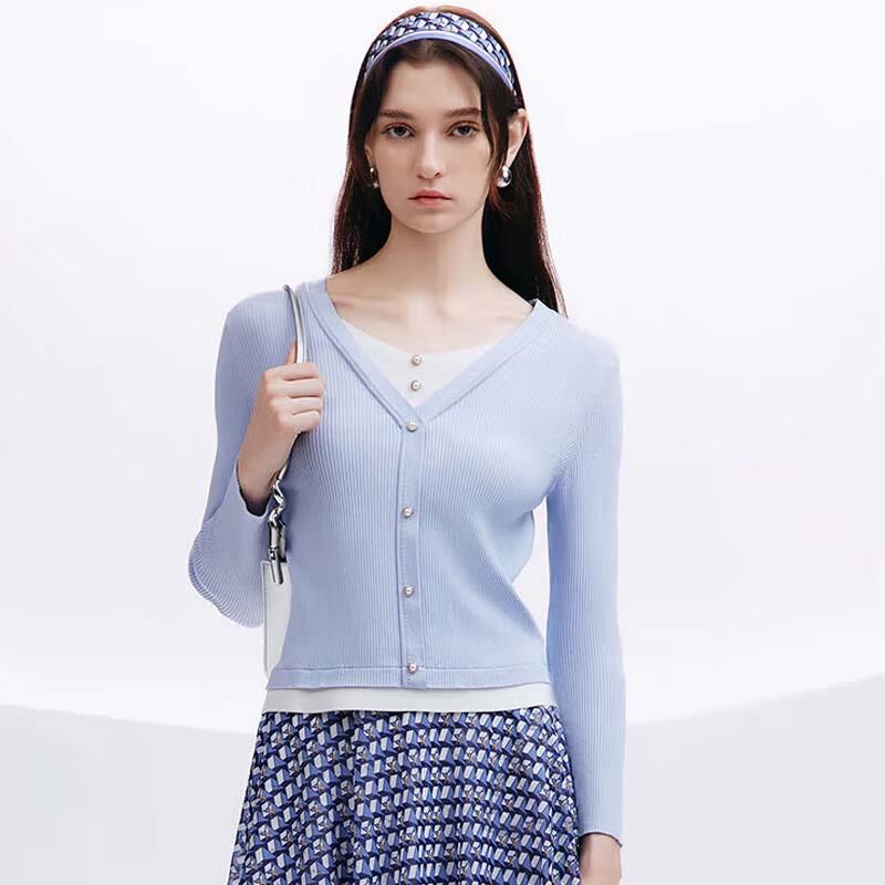 

JESSIE Женский элегантный вязаный свитер облегающего кроя с V-образным вырезом, имитирующий двойку