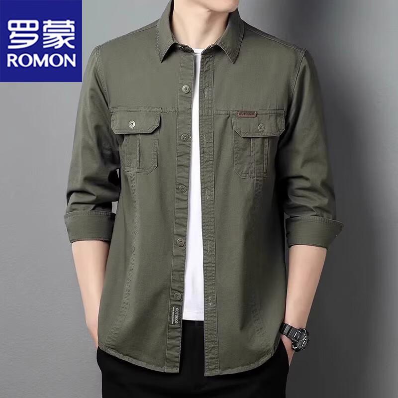 ROMON Men's Long Sleeve Casual Work Shirt
