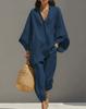 2026 Fashion Women's Solid Color, Casual Style Design Bat Sleeve V-Neck Lazy Loose Suit Women