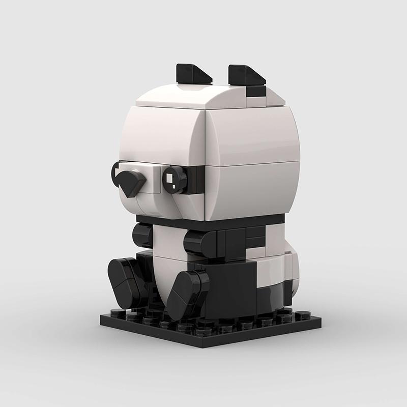 MOC Cute Creative Small Animal Mini Panda 3D DIY Building Blocks Bearcat Cartoon Pet Bricks Model Heads Toys Kids Birthday Gifts