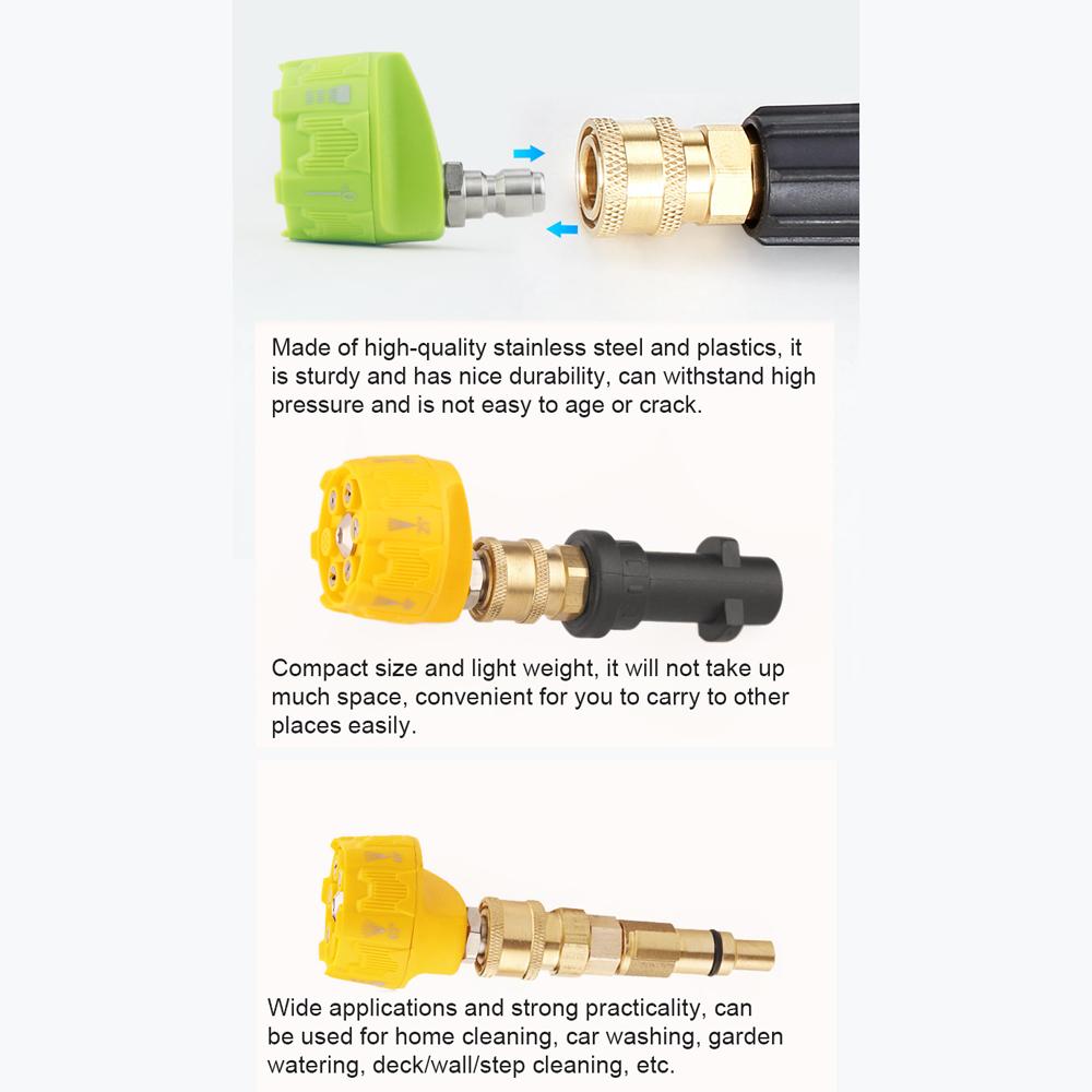 

Форсунка для мойки высокого давления 6 в 1, регулируемая, быстрая смена с быстроразъемным соединением 14 дюймов