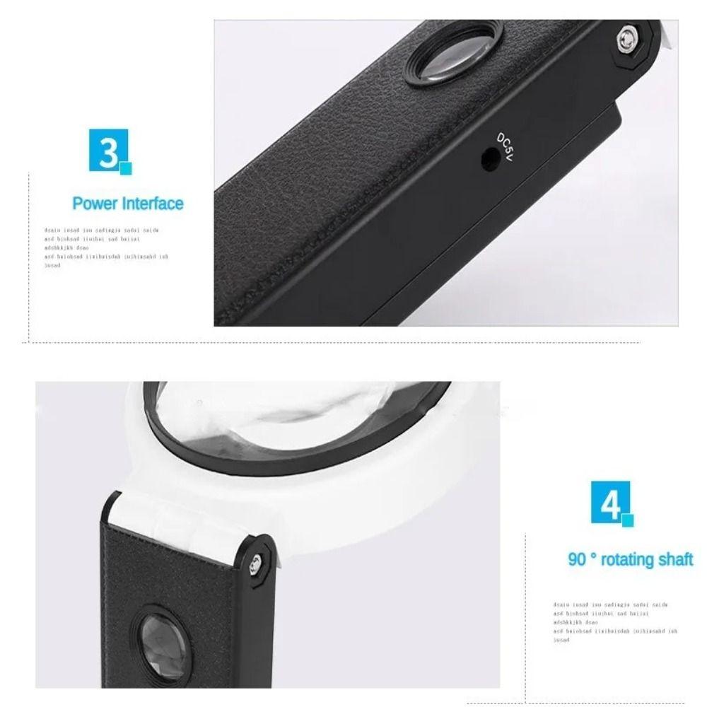 Handheld Magnifying Glass with Light Stand Folding Design Lighted Magnifier  Soldering Iron Repair