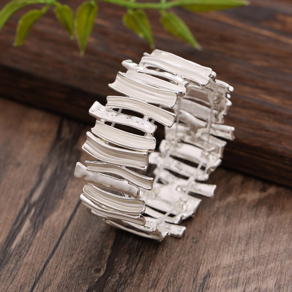 Emaille übertriebenes geometrisches elastisches Armband, Damen High-End unregelmäßiges Legierungsarmband
