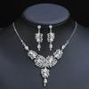 3pcs Classic Style Hollow Droplet Necklaces and Earrings Inlaid with Diamonds Luxurious Accessories for Wedding Banquet Dresses