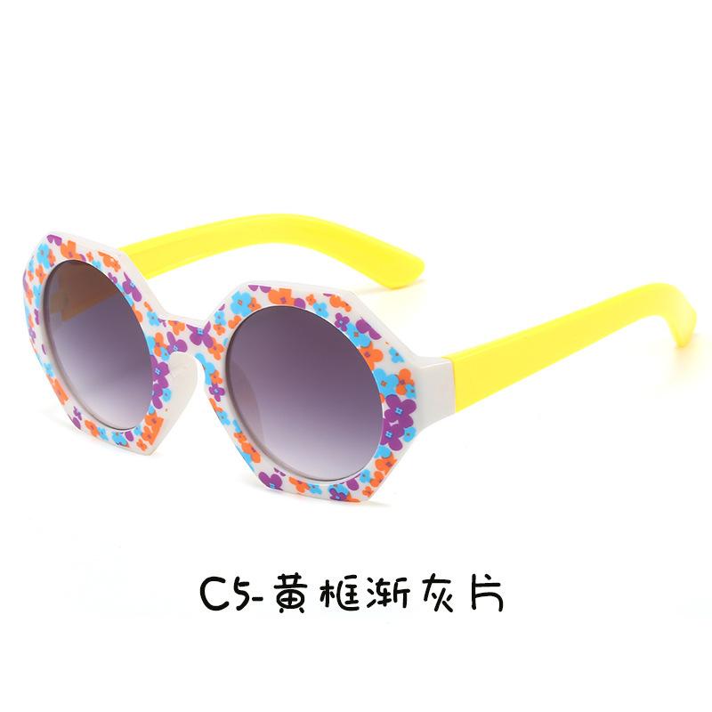 2025 New Polygonal Children's Girls, Fashionable Printed Cute Sunglasses For Summer Outings, Baby Sunshade Glasses