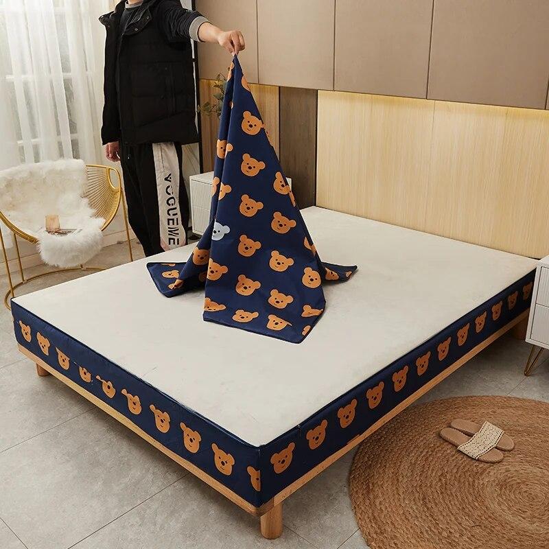Housse de matelas imperméable avec fermeture éclair Housse de matelas anti-punaises de lit à six côtés Drap-housse de taille personnalisée Housse de lit mignonne