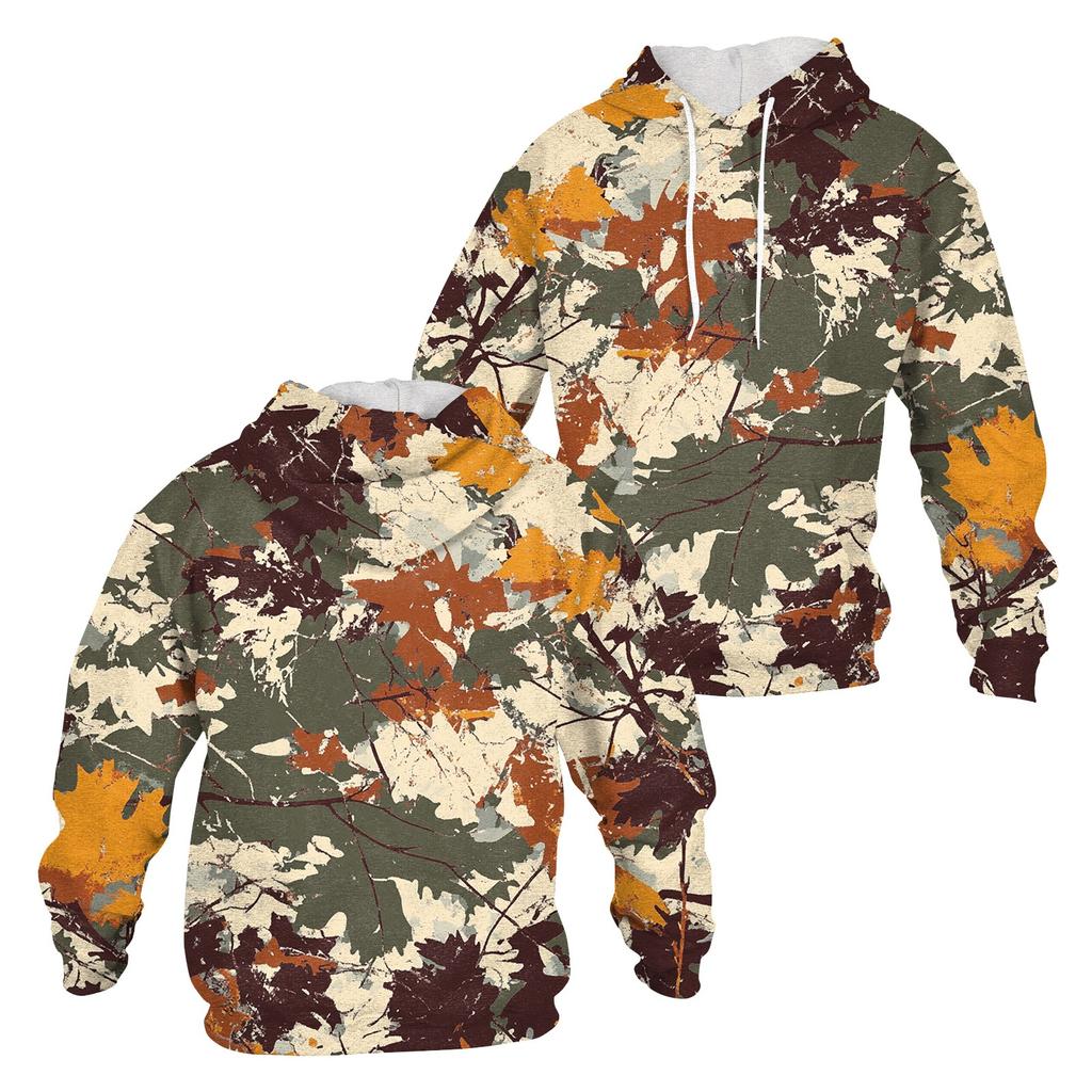 Men's Casual Fashion Long Sleeve Hooded With Pocket Flag Small Print Sweatshirt