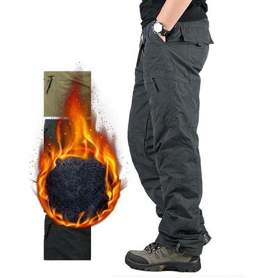 Men's Winter Cargo Pants With Fleece Lined Workout Joggers Stretch Sweatpants Hiking Tactical Pants with Multi Pockets Outdoor Warm Trousers for Men