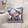 1Pc Elderly Couple Kissing Love Printed Throw Pillow Cover, Suitable For Sofa, Bedroom, Living Room, Romantic Gift For Spouse.