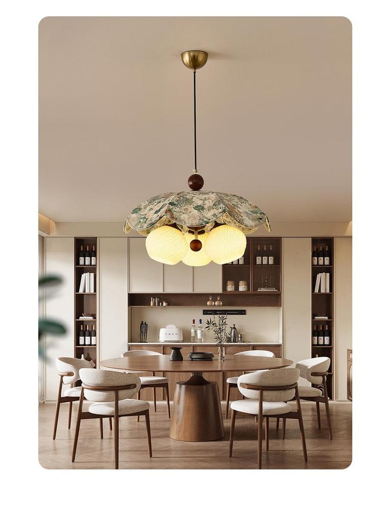 Vintage French Fabric Pendant Light for Dining, Living Room, or Bedroom