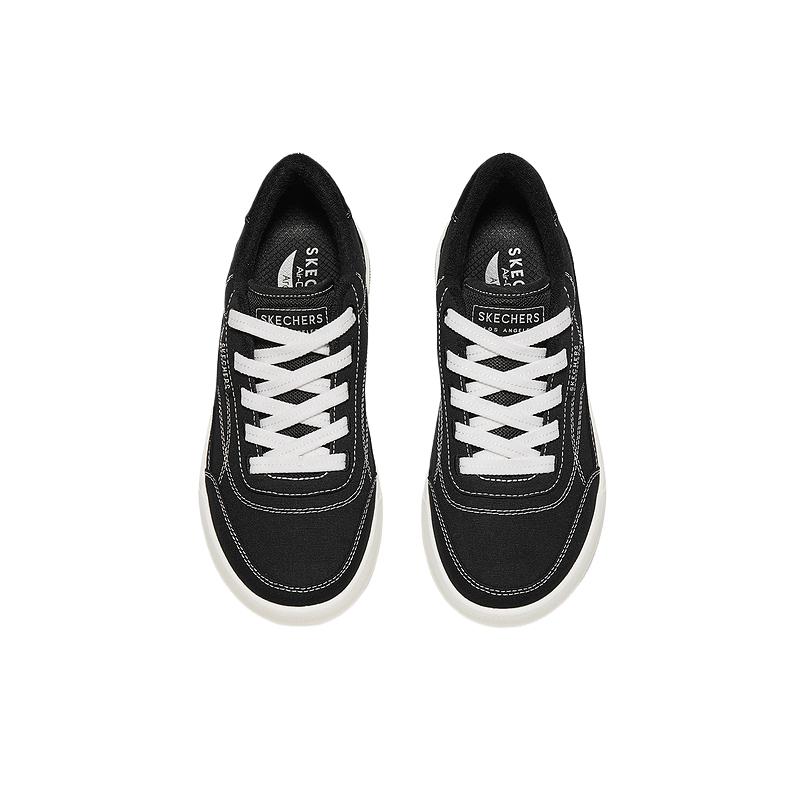 Skechers Street Womens Thick Sole Lace-Up Low-Top Canvas Shoes Women sneakers 190100-BLK