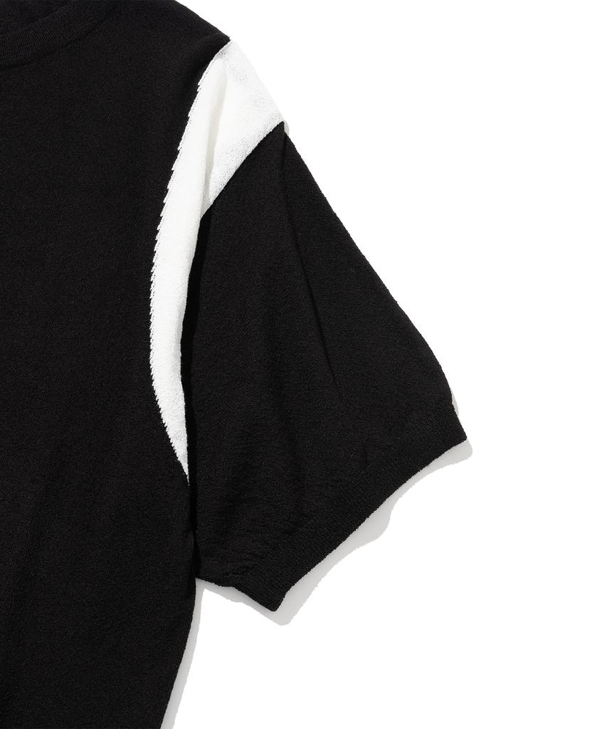 KNITTED Summer Varsity Short Sleeve Knit Tee Black