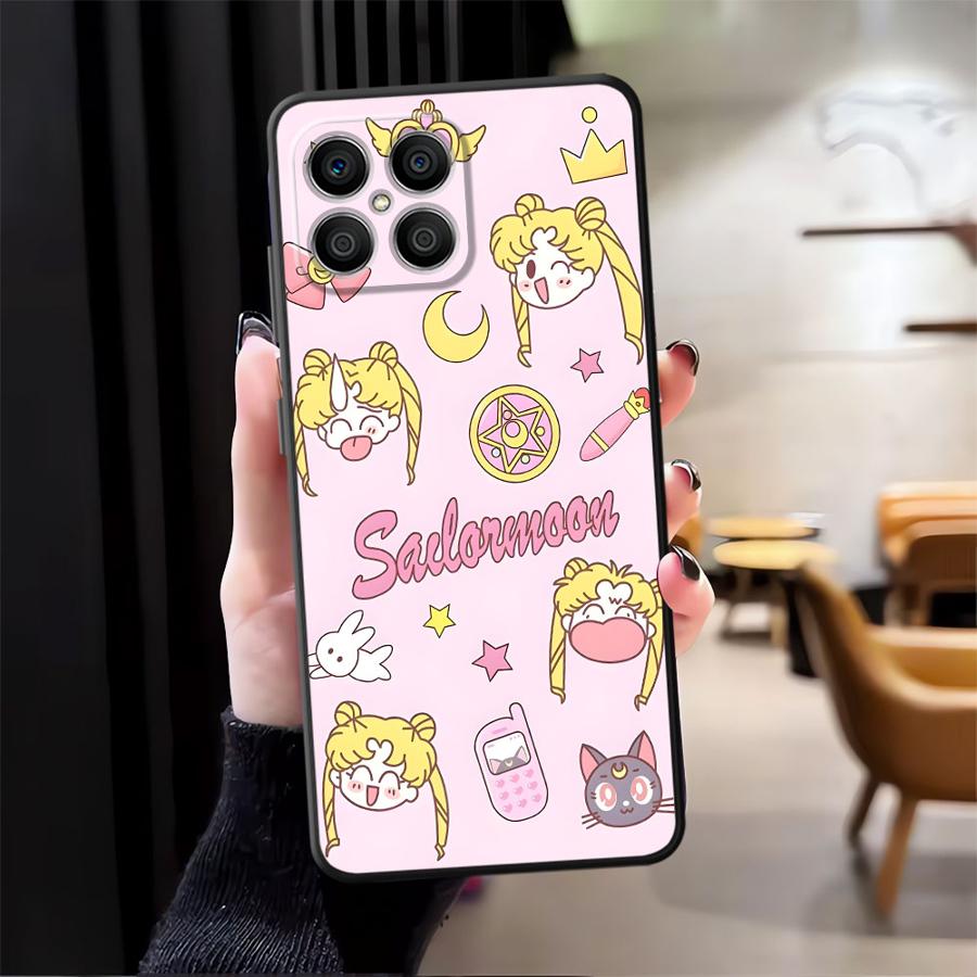 Wacky Sailor Moon Case for Honor X9a X6 X8 X7 70 X5b 200 400 Lite 90 Magic5Lite 8X Black Soft Phone Cover