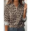 Damenblusen Leopard Vintage Grafikbluse Hemdbluse mit Kragen Damen Langarmhemden Damenbekleidung Damenbekleidung