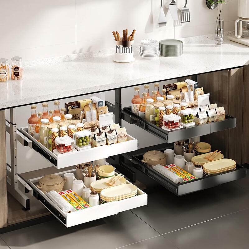 Adjustable 2-Tier Kitchen Cabinet Pull-Out Organizer
