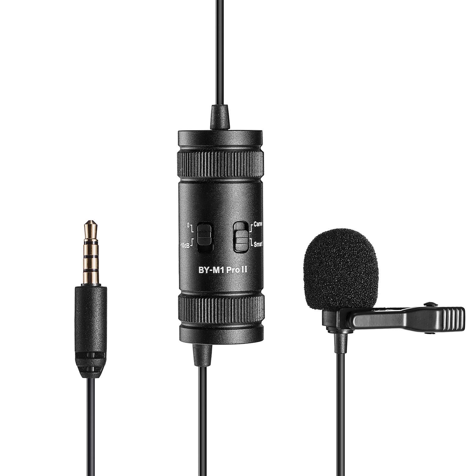 

BOYA BY-M1 Pro II Clip-on Microphone -directional Condenser Mic 3.5mm TRRS Plug 6M Cable Plug-and-Play for Smartphone Camera
